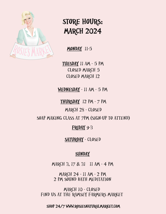 march 2024 store hours