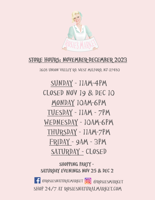 november & december store hours