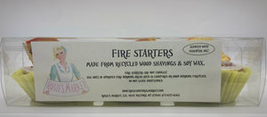 fire starters made from recycled wood shavings wax and essential oil decorated with orange and cinnamon