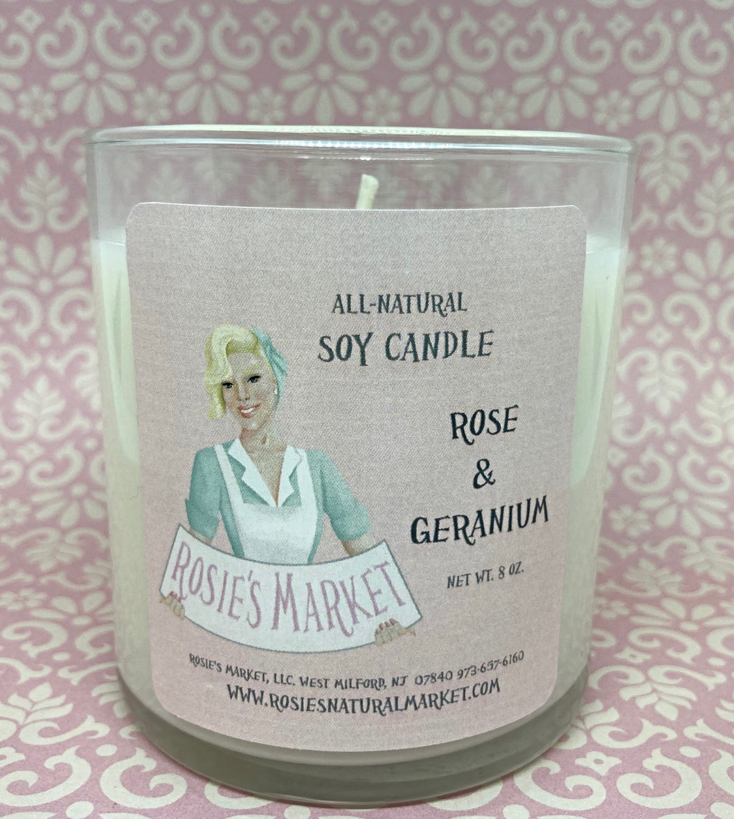 rose geranium essential oil all natural soy candle