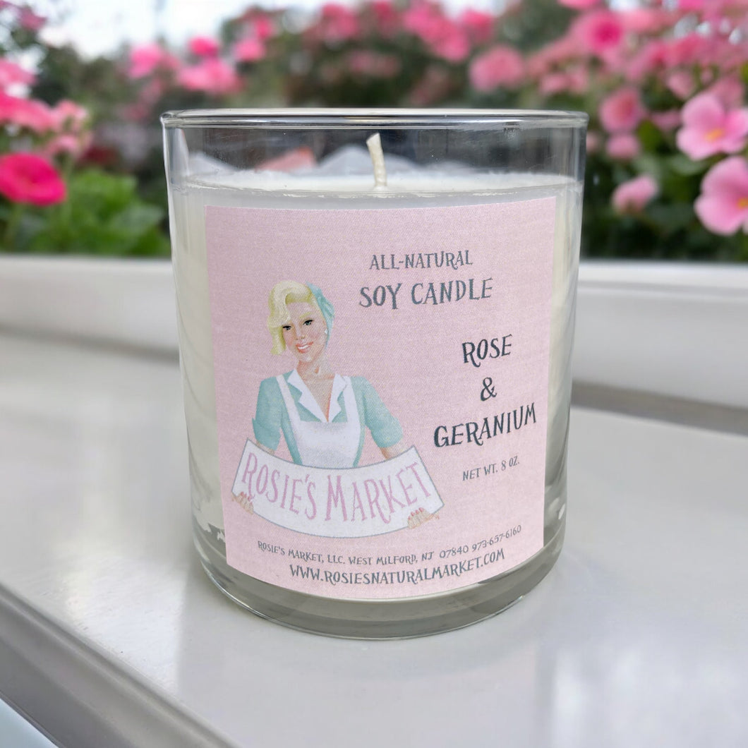 Rose Geranium Candle 8 oz.