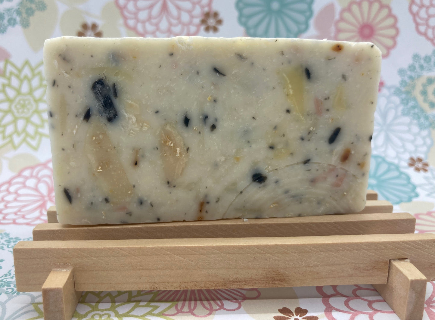 Handcrafted all natural goats milk confetti bar, bits of every bar