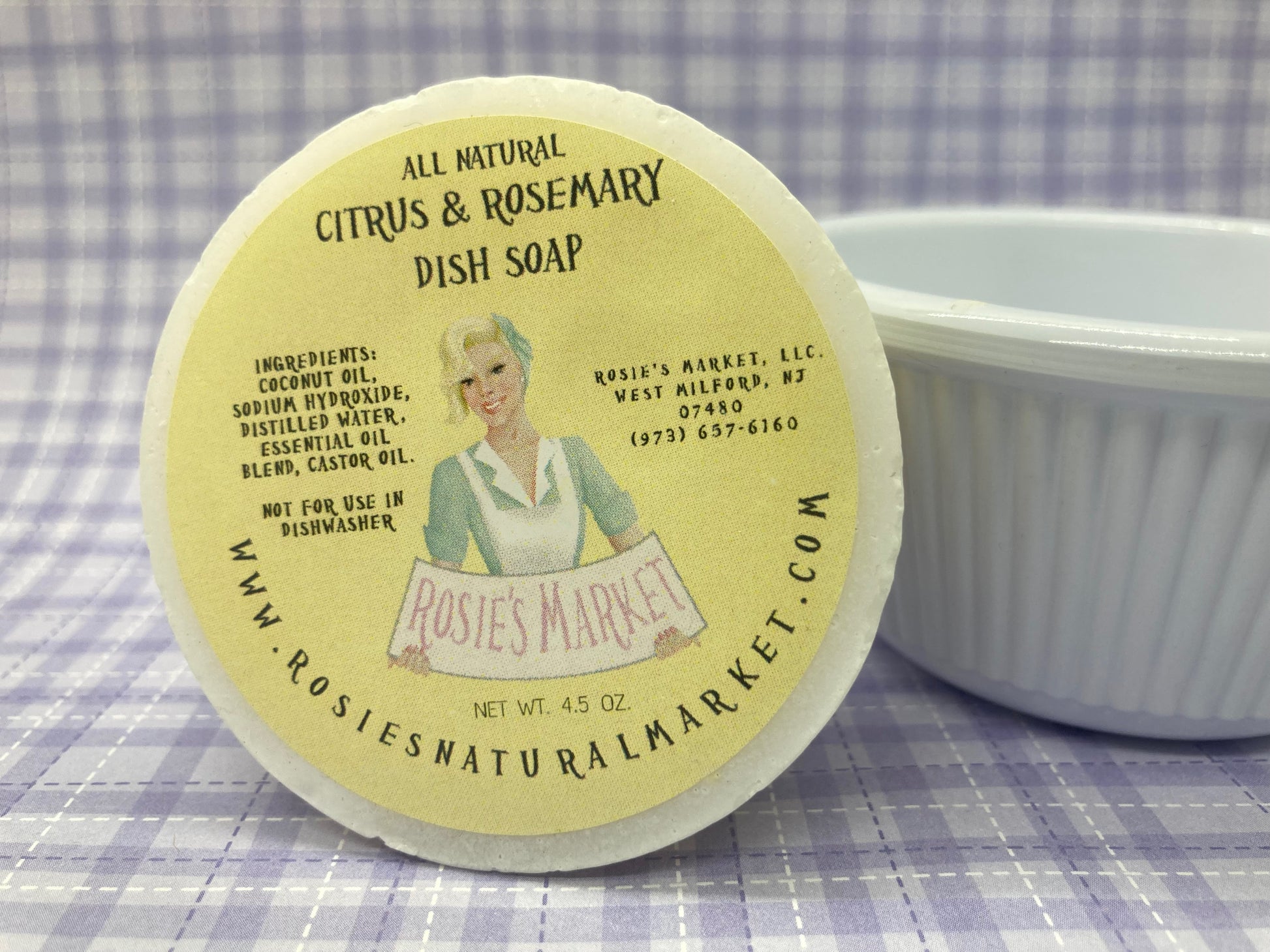 zero waste dish soap bar with rosemary oil