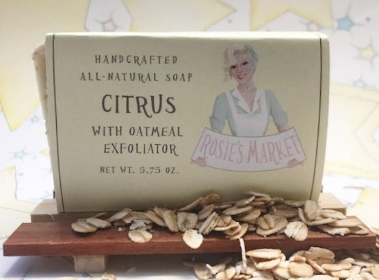 Citrus Oatmeal Soap Bar (Exfoliating). - Rosie's Market  This artisan handmade soap is natural, sustainable, vegan and fragrance-free, made with mostly organic ingredients. 