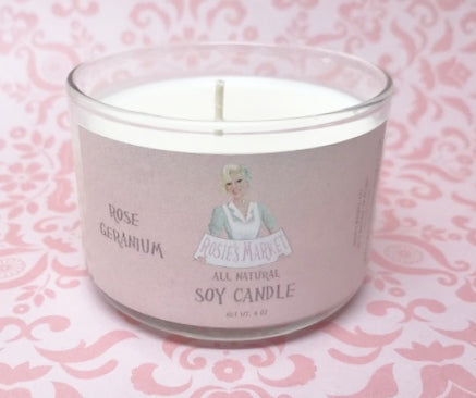 Rose Geranium Candle 4 oz. - Rosie's Market