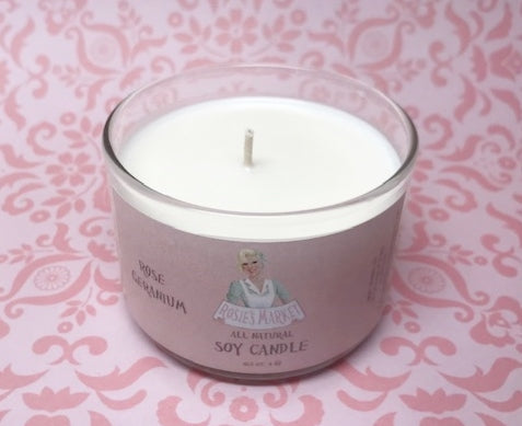 Rose Geranium Candle 4 oz. - Rosie's Market