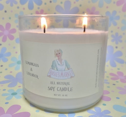 Lemongrass Lavender Candle 16 oz. - Rosie's Market