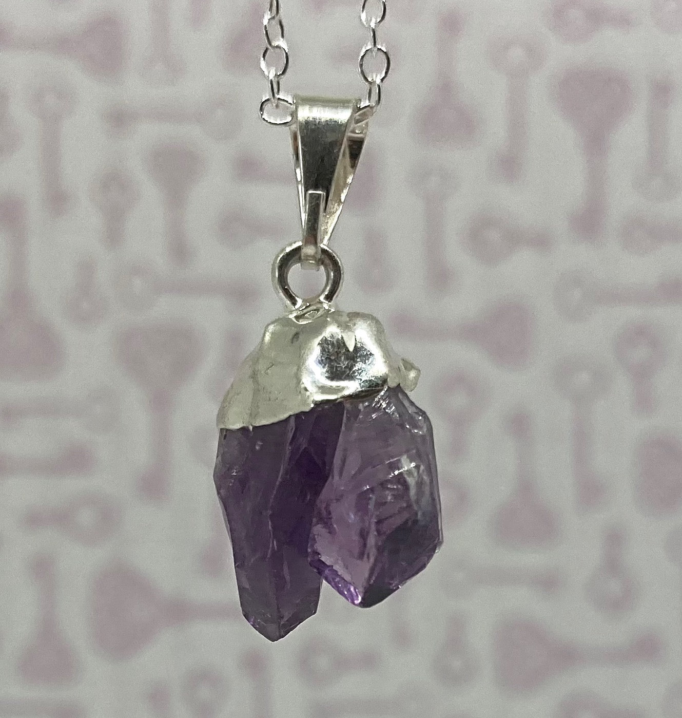 raw amethyst pendant necklace